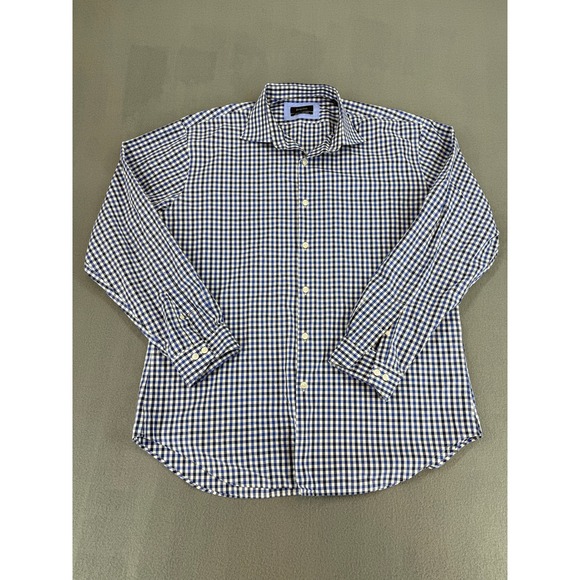 Esquire Mens Slim Fit Non Iron Dress Shirt Gingham Checkered Size 17 34/35 - Picture 1 of 6